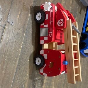 Pottery Barn Wooden Fire Truck Toy - Red